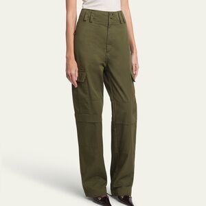 Saint Laurent NEW Olive Green High Rise Straight Leg Cargo Trousers Size 36
